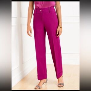 Talbots Womens Tailored Stretch Slim Wide Ankle Pants Purple‎ Size 10